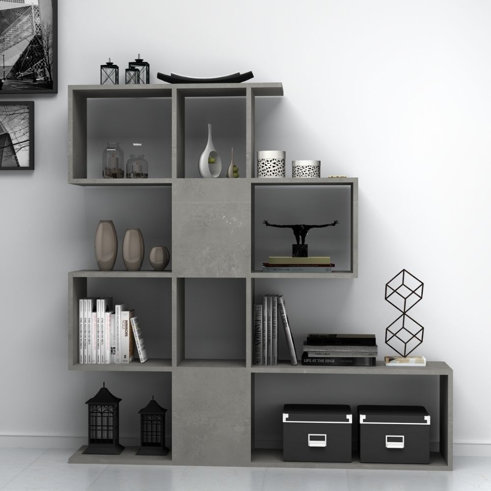 Libreria Bifacciale Aktif 145x145x29 Cm. Grigio Cemento - Asta Mobili