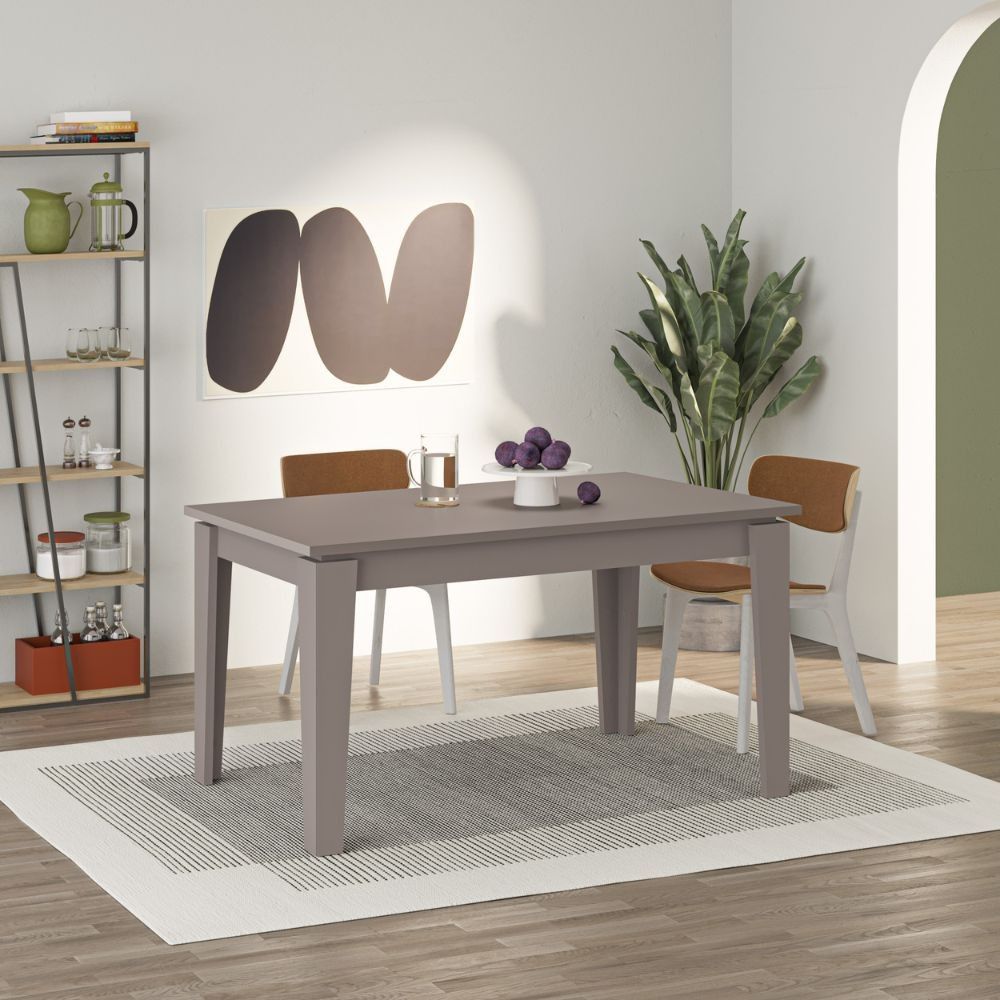 Tavolo Areta Sorrento 140x80x72 Cm – Tavolo Da Pranzo O Ufficio In Stile Moderno, Colore Tortora