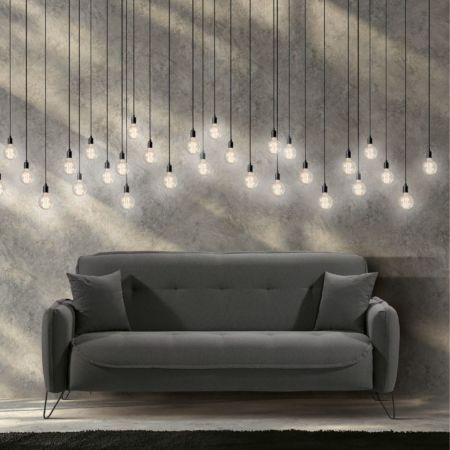 Divano Alenda 2 posti fisso con piedini quadrati colore beige