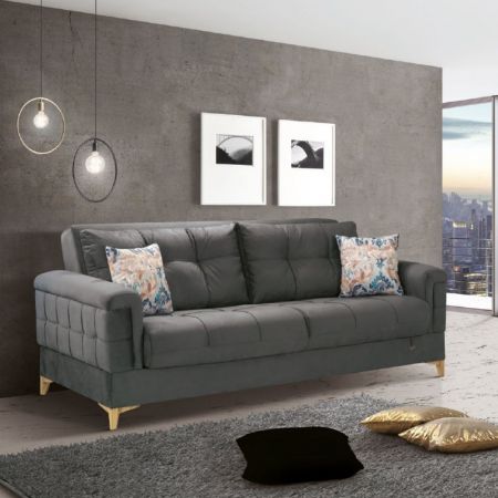 Divano letto Eiri 2 posti in tessuto grigio