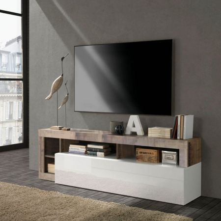 Porta TV Bollo 2 colore rovere e bianco