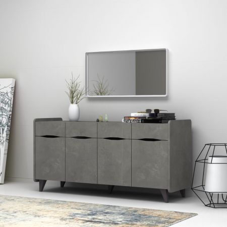 Credenza Jacky2 2 ante e 4 cassetti 120x85h cm rovere bianco