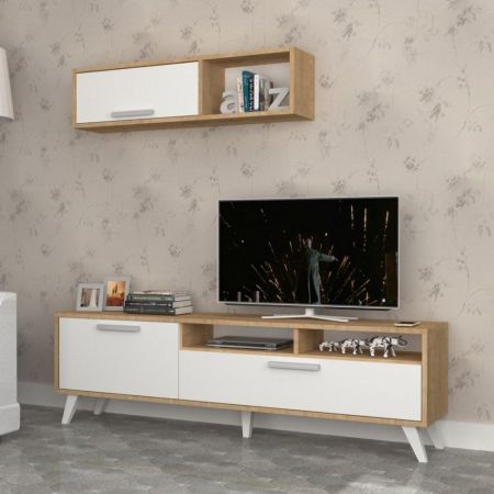 Porta TV Bollo 2 colore rovere e bianco