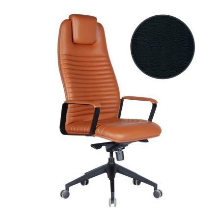 Poltrona ufficio Reverso2 con rivestimento in ecopelle e schienale in rete nero