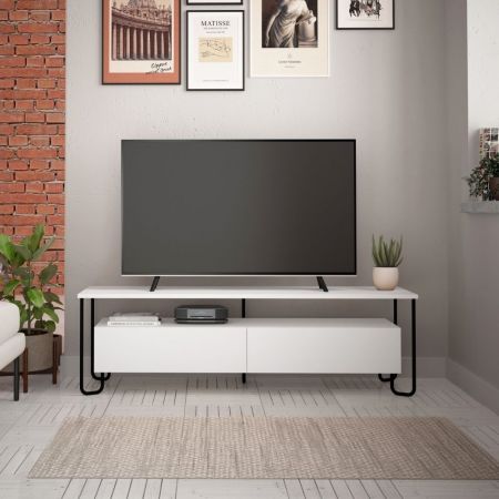 Porta tv Slim D2306TV180M109 rovere bianco 180x35x47h