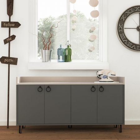 Credenza Nexon 2 colore rovere tabacco e bianco