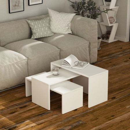 Tavolino rettangolare Reeta marmo nero con gambe in legno