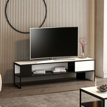 Porta tv Picadilly con struttura antracite e 2 ante a ribalta light mocha