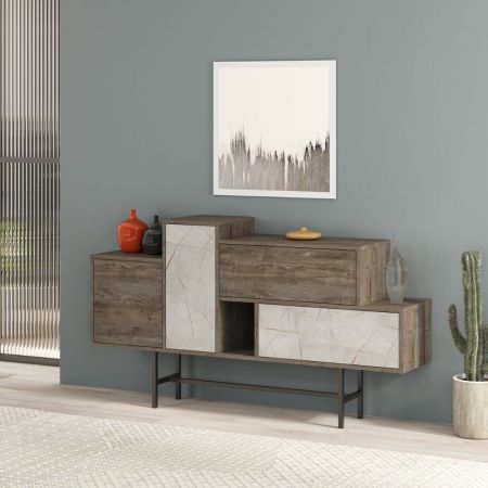 Credenza Landwood 53 bianca con vetrina