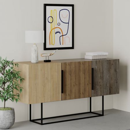 Credenza alta Rilla 4 ante antracite noce 72x139