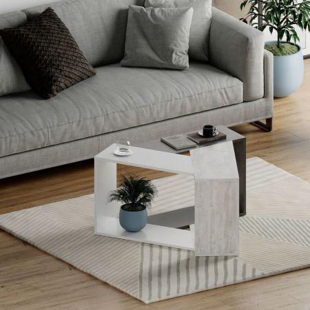 Tavolino rettangolare Reeta marmo nero con gambe in legno