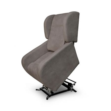 Poltrona Thun recliner elettrico effetto nabuk grigio chiaro