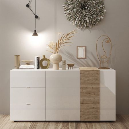 Credenza Bali 53A 2 ante e 2 cassetti effetto vimini