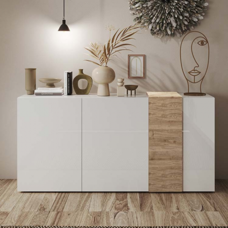 Credenza Nexon 2 colore rovere tabacco e bianco