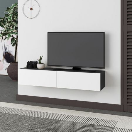 Porta TV Klappe rovere con ante bianche e due mensole