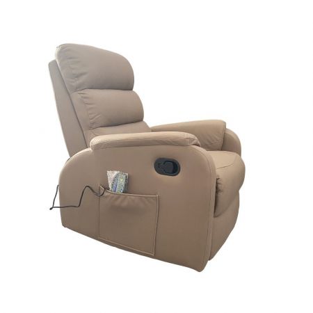 Poltrona Wing recliner 6 punti massaggianti in ecopelle colore beige