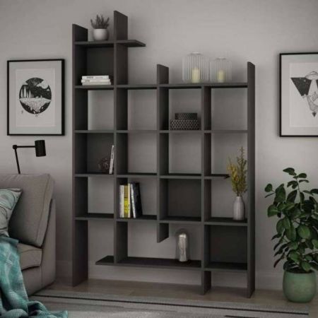 Libreria Face grigio cemento 90x30x170H cm.