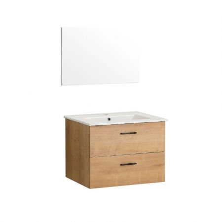 Mobile bagno sospeso Resia con specchio bianco larice 90x46x54 H