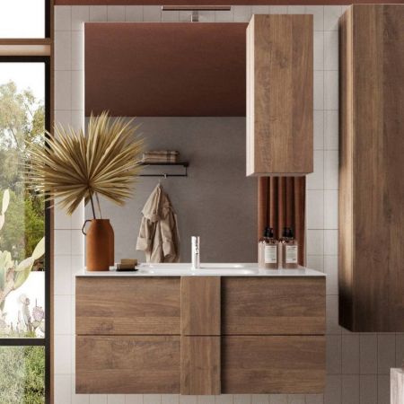 Pensile bagno bianco Solo2 con specchio anta reversibile
