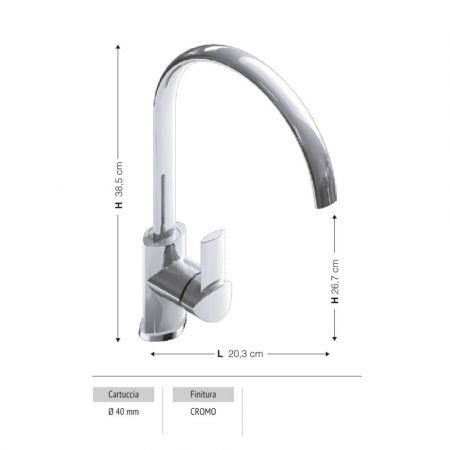 Miscelatore da cucina Paini 84CR572R DAX cromato