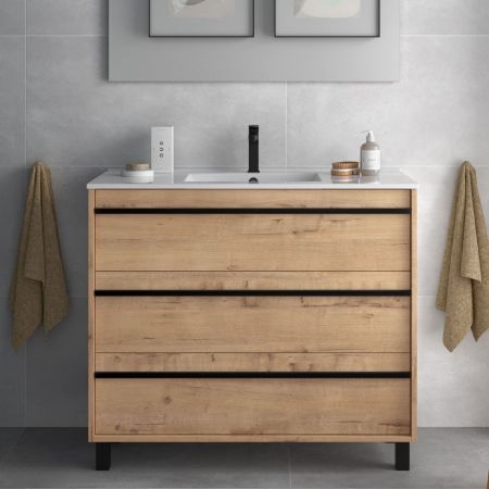 Mobile bagno Trasimeno rovere grigio con specchio