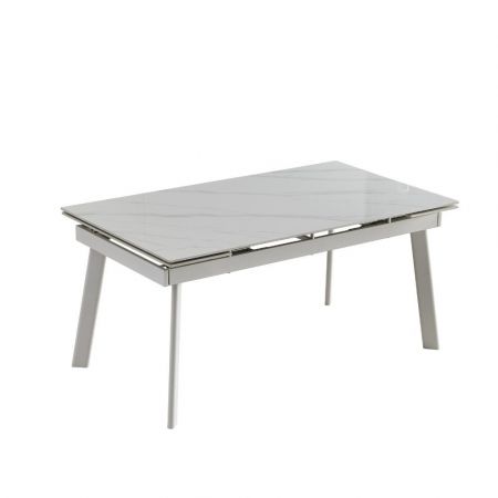 Tavolo rettangolare allungabile Golia 130x80 struttura bianca e piano bianco larice