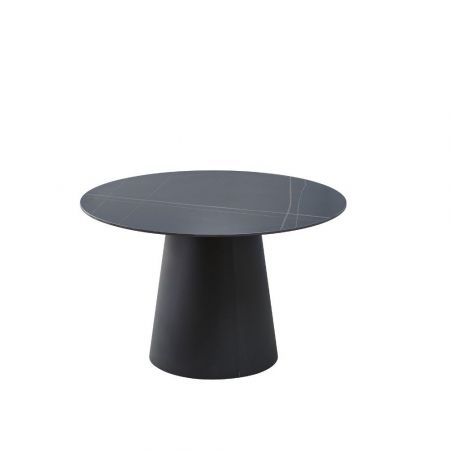 Tavolo allungabile Filis piano effetto marmo ardesia opaco e gambe in metallo nero