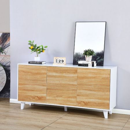 Credenza Epik 52 rovere antracite grigio 3 ante 2 cassetti 180x40x88,3