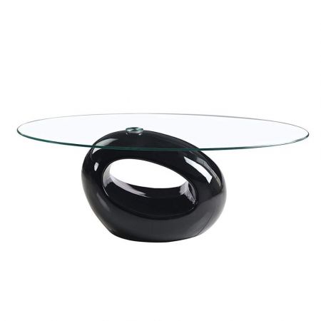 Tavolino Titania con doppio piano in vetro temperato e struttura colore nero