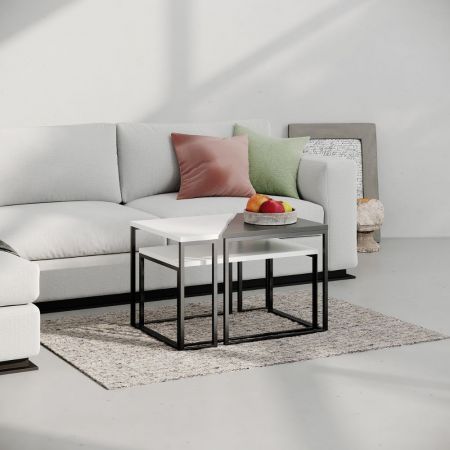 Tavolino Titania con doppio piano in vetro temperato e struttura colore bianco