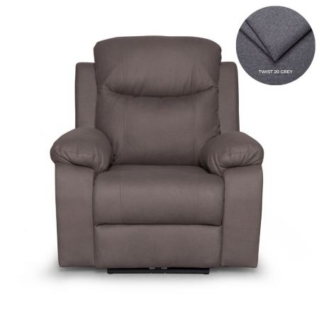 Poltrona Dallas recliner manuale in tessuto Ranger 10 silver