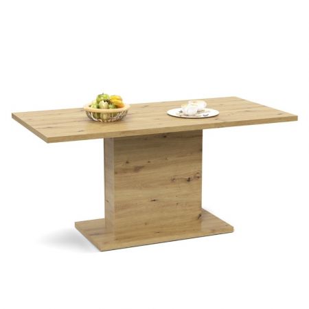 Tavolo Taranta con piano in legno rovere e struttura bianca