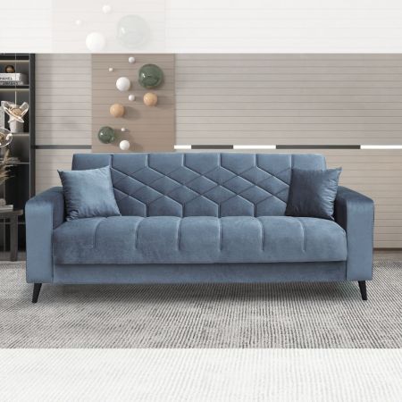 Divano letto contenitore click clack Moon senza braccioli in tessuto Internobase 07 camel