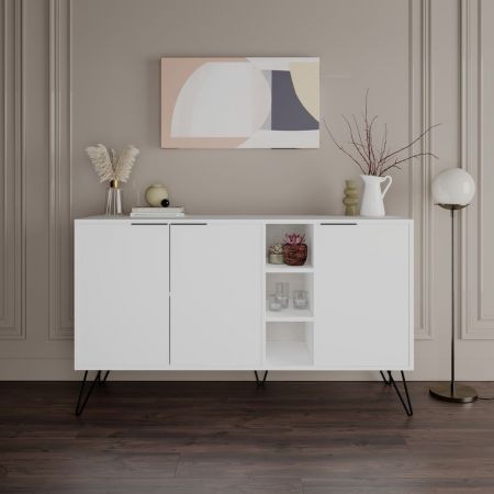 Credenza alta Rilla 4 ante antracite noce 72x139