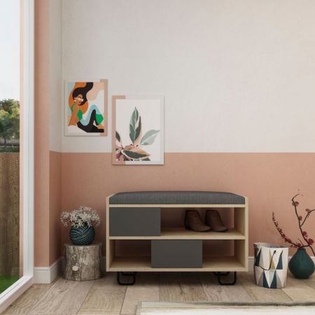 Scarpiera Sunno light mocha con anta colore antracite