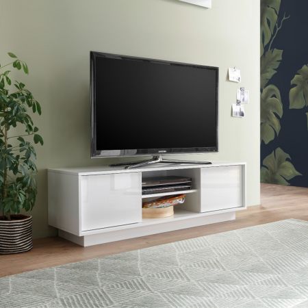 Porta tv Picadilly con struttura e 2 ante a ribalta colore bianco
