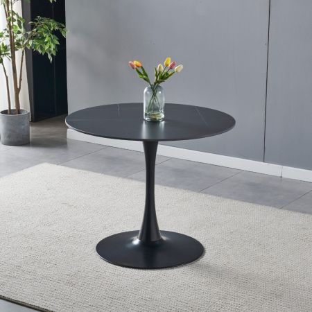 Tavolo allungabile Corin piano effetto marmo nero e gambe in metallo nero