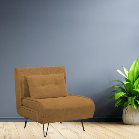 Pouf Letto 1 Piazza e Mezzo Rivestito in Tessuto Trasformabile in Materasso