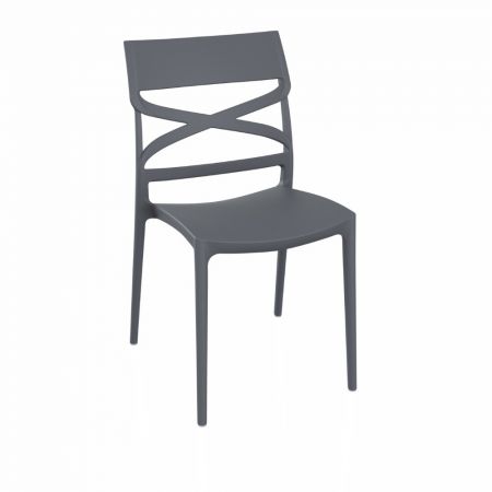 Sedia Krid tessuto grigio scuro e piedi metallo nero set 2 pezzi