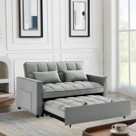 Divano letto Dube con braccioli pieghevoli in tessuto patchwork