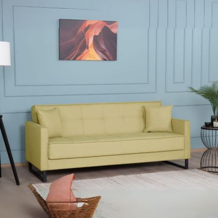 Divano letto Mercurio 2 posti in tessuto Plutone 02 crema