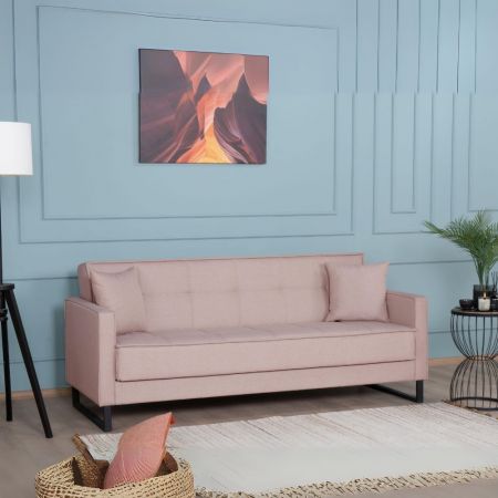 Divano Alenda 2 posti fisso con piedini quadrati colore Roma 14 giallo