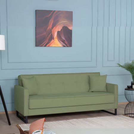 Divano letto Flash 3 posti con rete elettrosaldata in Barrel 83 ash