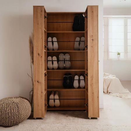 Armadio multiuso Medea 6 ante colore cashmere 109.2x34.9xH191.9 cm.