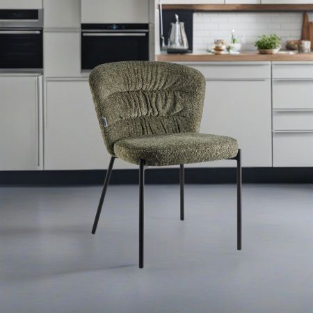 Sedia imbottita Turi in tessuto grigio