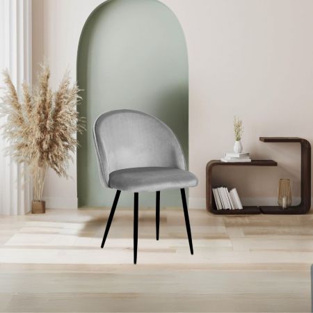 Sedia Montecarlo 3 bottoni velluto grigio set 2 pezzi