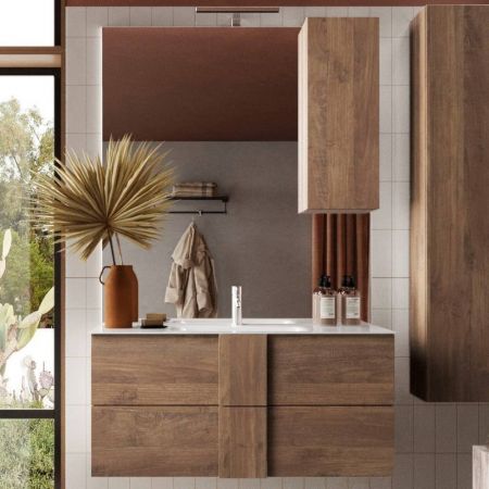 Mobile bagno sospeso Terrex120 nero opaco doppio lavabo 4 cassetti 120x45x54h