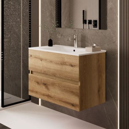 Mobile bagno con lavabo e specchio da 60 olmo