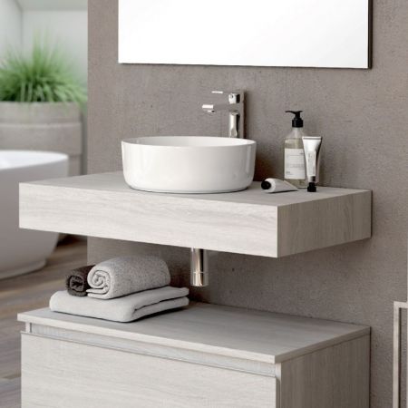 Mobile da bagno sospeso Belfast con due cassetti colore noce effetto cannettato