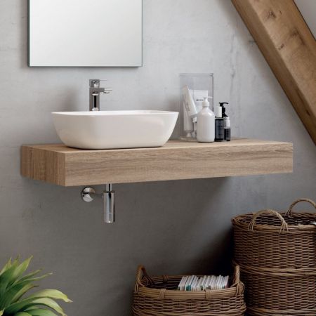 Mobile bagno sospeso Londres con due cassetti 100x45x59 cm colore rovere grigio